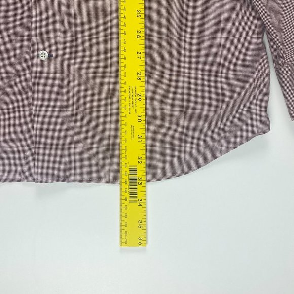 Banana Republic Dress Shirt Men L Tall Long Standard Fit Non Iron Burgundy Check - Picture 8 of 12